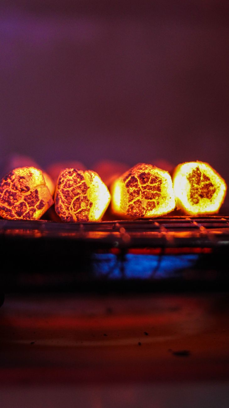 hot charcoal on grill