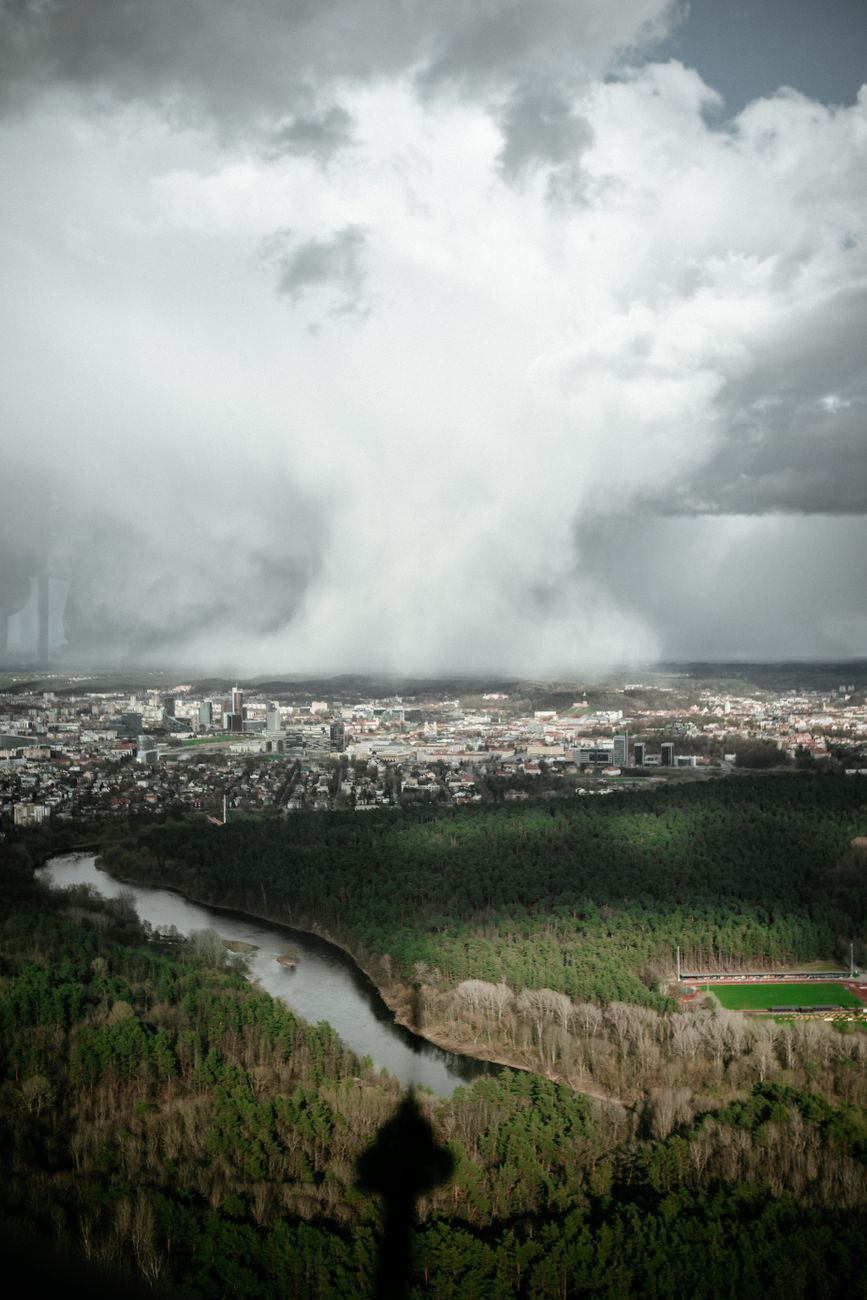 hurricane formation over the city outline