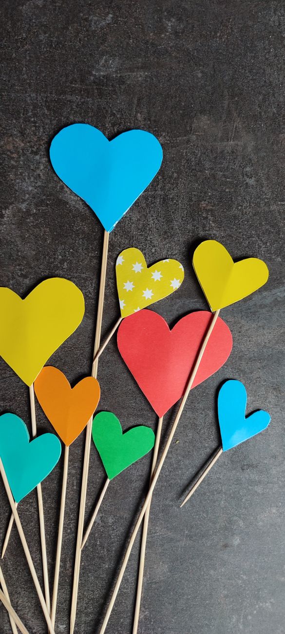 colorful heart paper cutouts