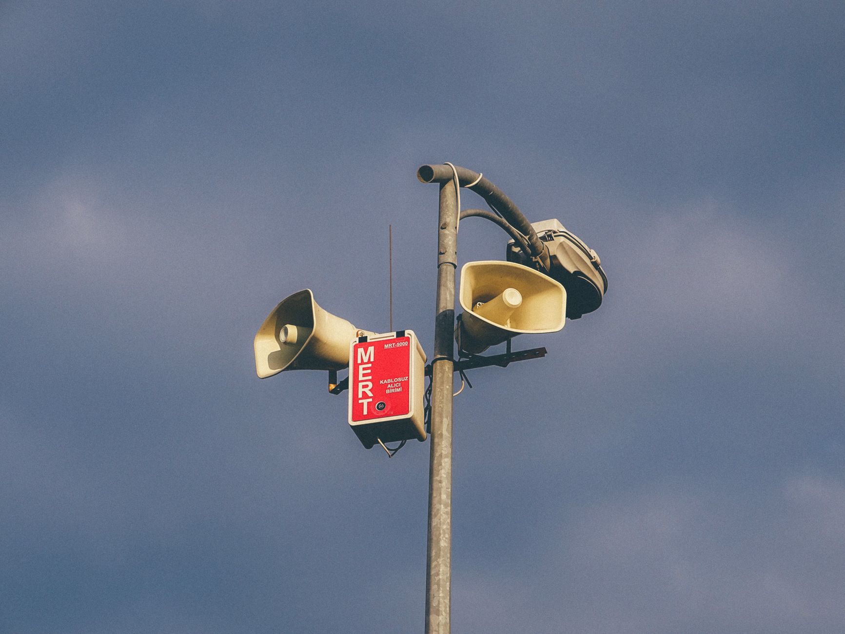 alarm siren tower with speakers