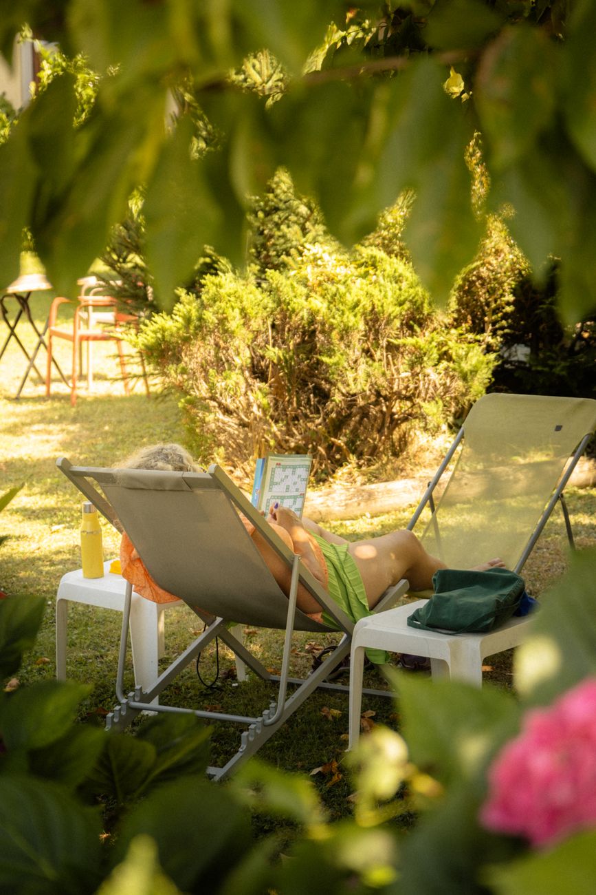 relaxing summer day in garden hammock