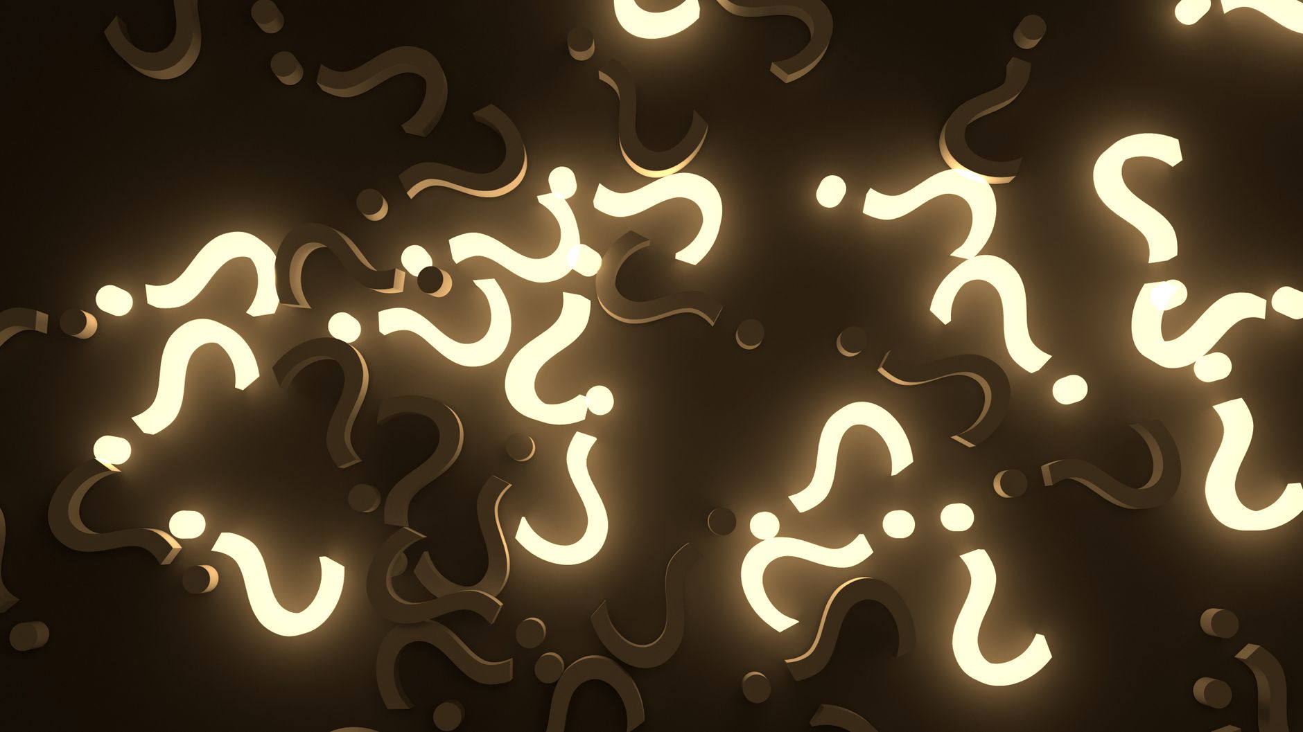 dark and illuminated question marks